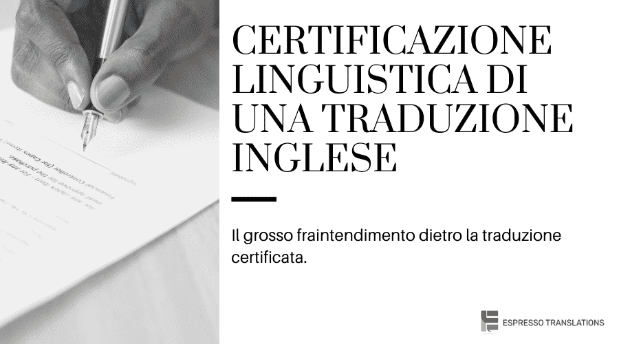 certificazione linguistica di una traduzione inglese